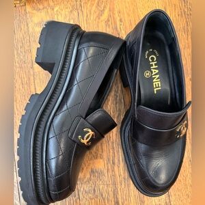 Chanel Black Chunky Loafers